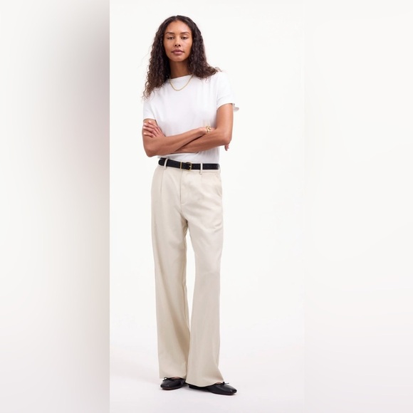 NWT Madewell Slouchy Straight Pants in Drapey Twill, Muted Stone, Large (12) - Picture 1 of 16